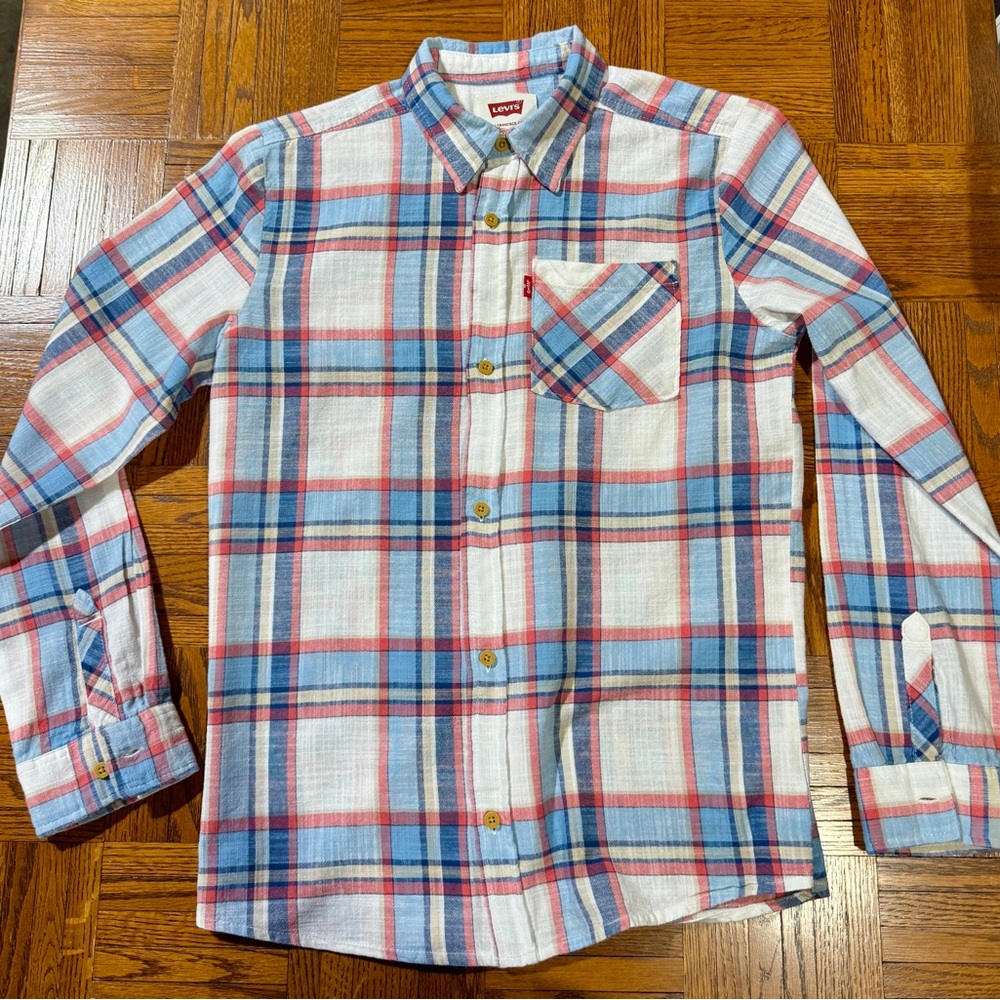 Levi's Blue and Red Casual Button Down Shirt